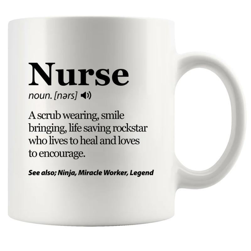 Tailorly White Ceramic 11 oz Mug - Nurse Minimalist Black Dictionary Style Font On A Polished White Surface Mug