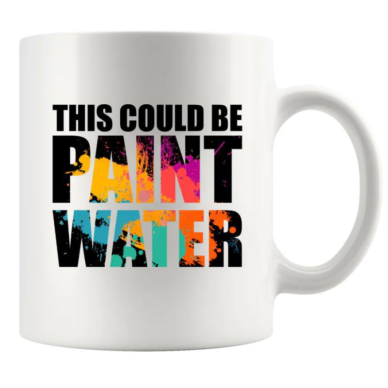 Tailorly White Ceramic 11 oz Mug - This Could Be Paint Water Vibrant Colorful Paint Splatters Within Artistic Modern Style Mug