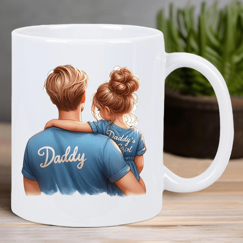 Tailorly White Ceramic 11 oz Mug - Daddy Heartwarming Scene Showing Loving Parent Holding Young Child Together Father