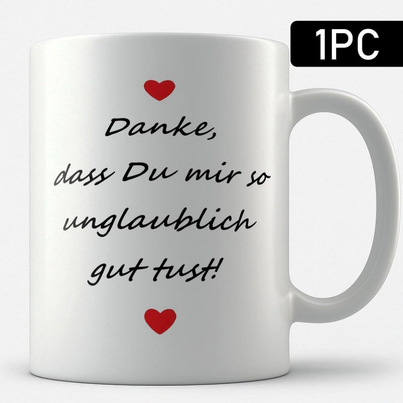 Tailorly White Ceramic 11 oz Mug - Minimalist Red Hearts Featuring Elegant Handwritten Cursive Message Surface Ceramic Mug