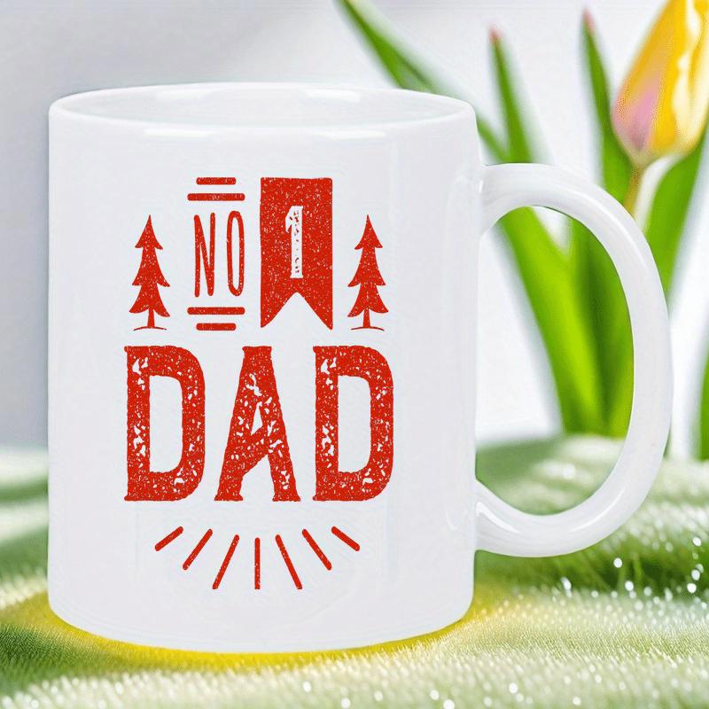 Tailorly White Ceramic 11 oz Mug - No 1 Dad Rustic Red Pine Trees And Radiant Sunburst Lines Featuring Weathered Texture Dad