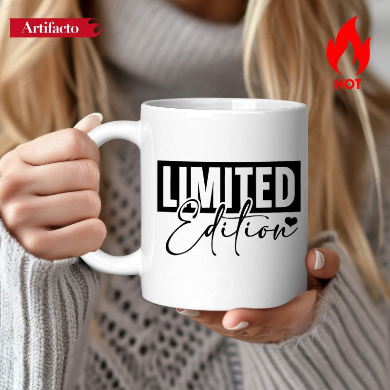 Tailorly White Ceramic 11 oz Mug - Limited Edition Bold Sans Serif Lettering Inside Box With Small Heart Mug