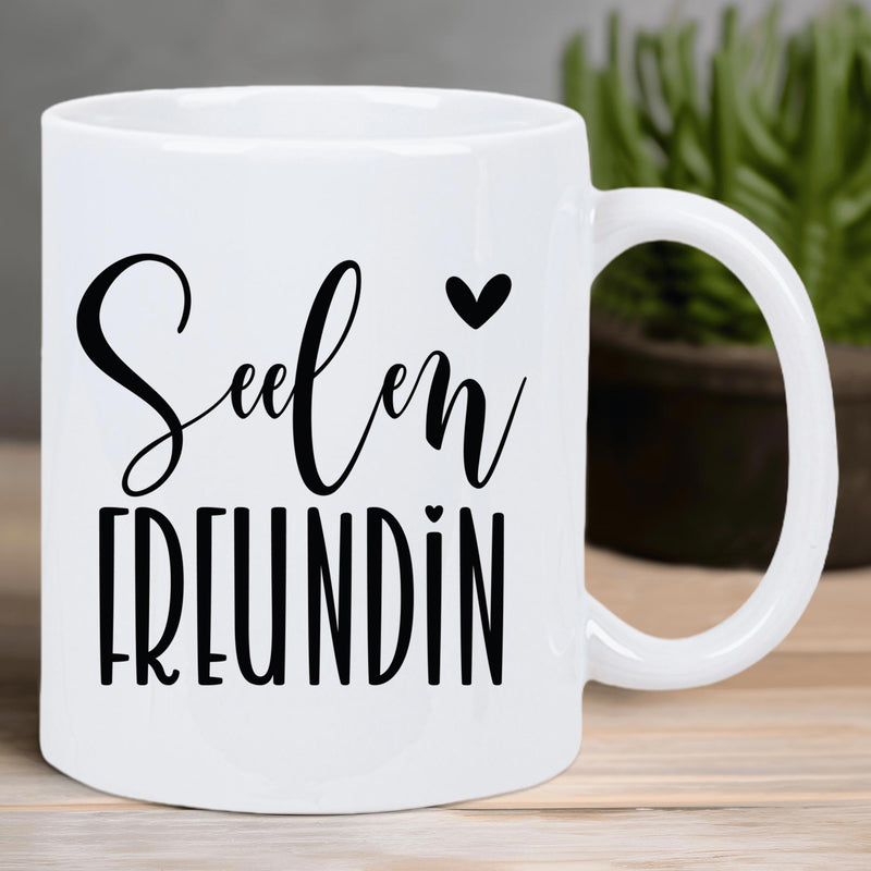 Tailorly White Ceramic 11 oz Mug - Elegant Minimalist Script Lettering With Small Heart On Mug