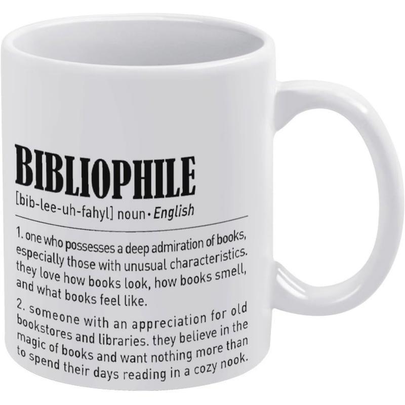 Tailorly White Ceramic 11 oz Mug - Bibliophile English Elegant Dictionary Style Typography Featuring Meaningful Literary Book Definition Mug