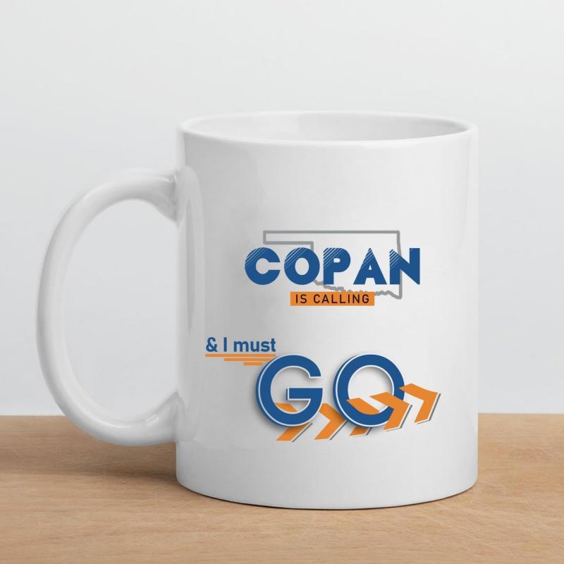 Tailorly White Ceramic 11 oz Mug - Copan Is Calling And I Must Go Minimalist State Map Outline With Decorative Directional Movement Arrows Mug