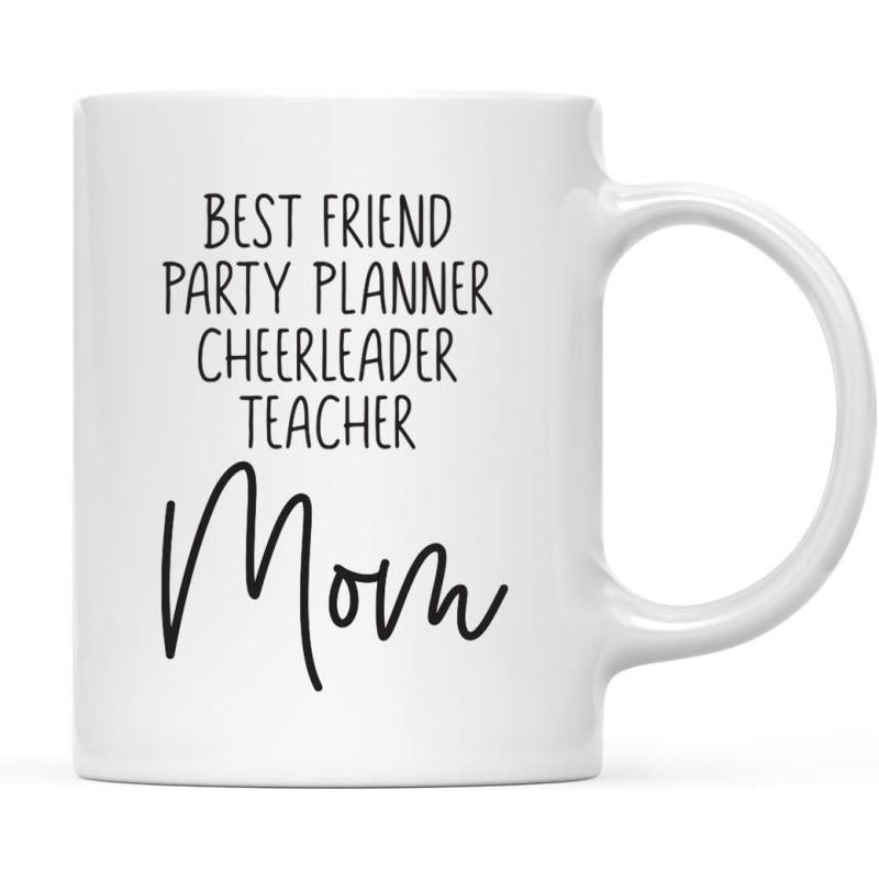 Tailorly White Ceramic 11 oz Mug - Best Friend Party Planner Cheerleader Teacher Mom Minimalist Black Script With Bold San Serif Typography Roles Listing Design