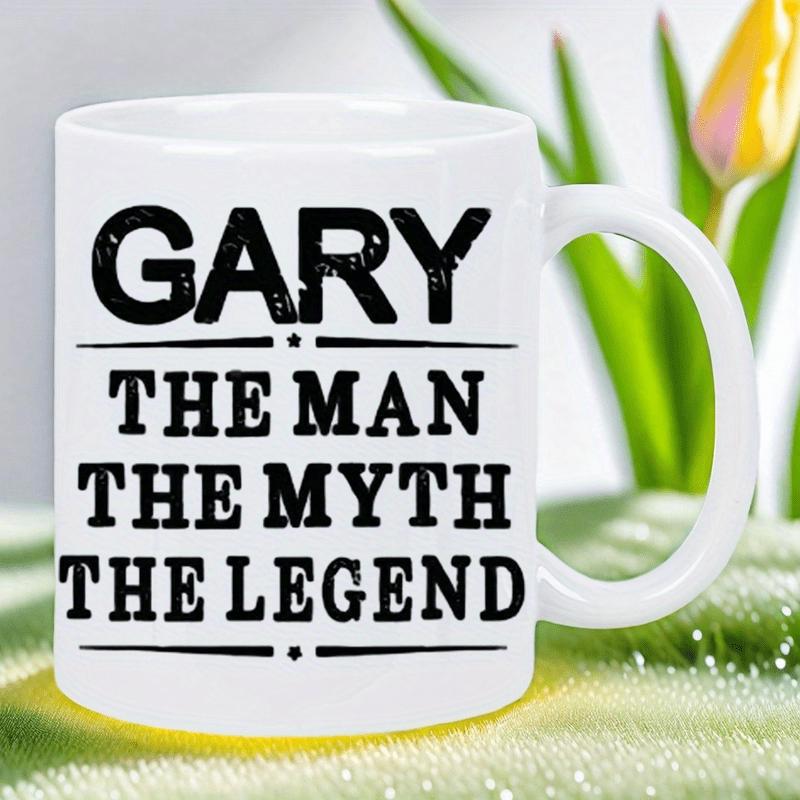 Tailorly White Ceramic 11 oz Mug - Gary The Man The Myth The Legend Clean Minimalist Typography On A Classic