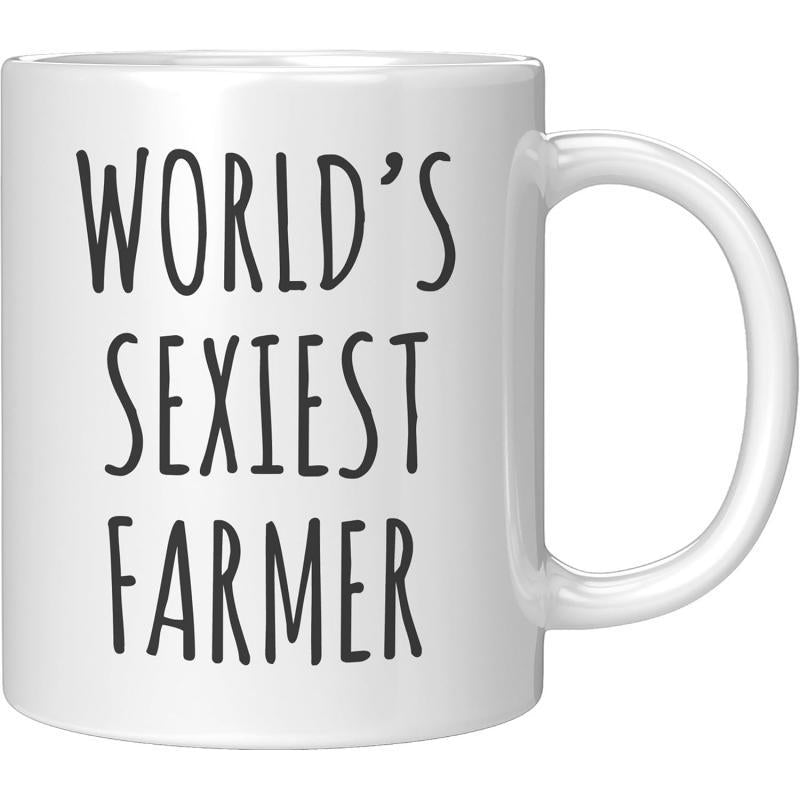 Tailorly White Ceramic 11 oz Mug - World's Sexiest Farmer Minimalist White Ceramic Vessel With Elegant Black Hand Lettered Typography Mug