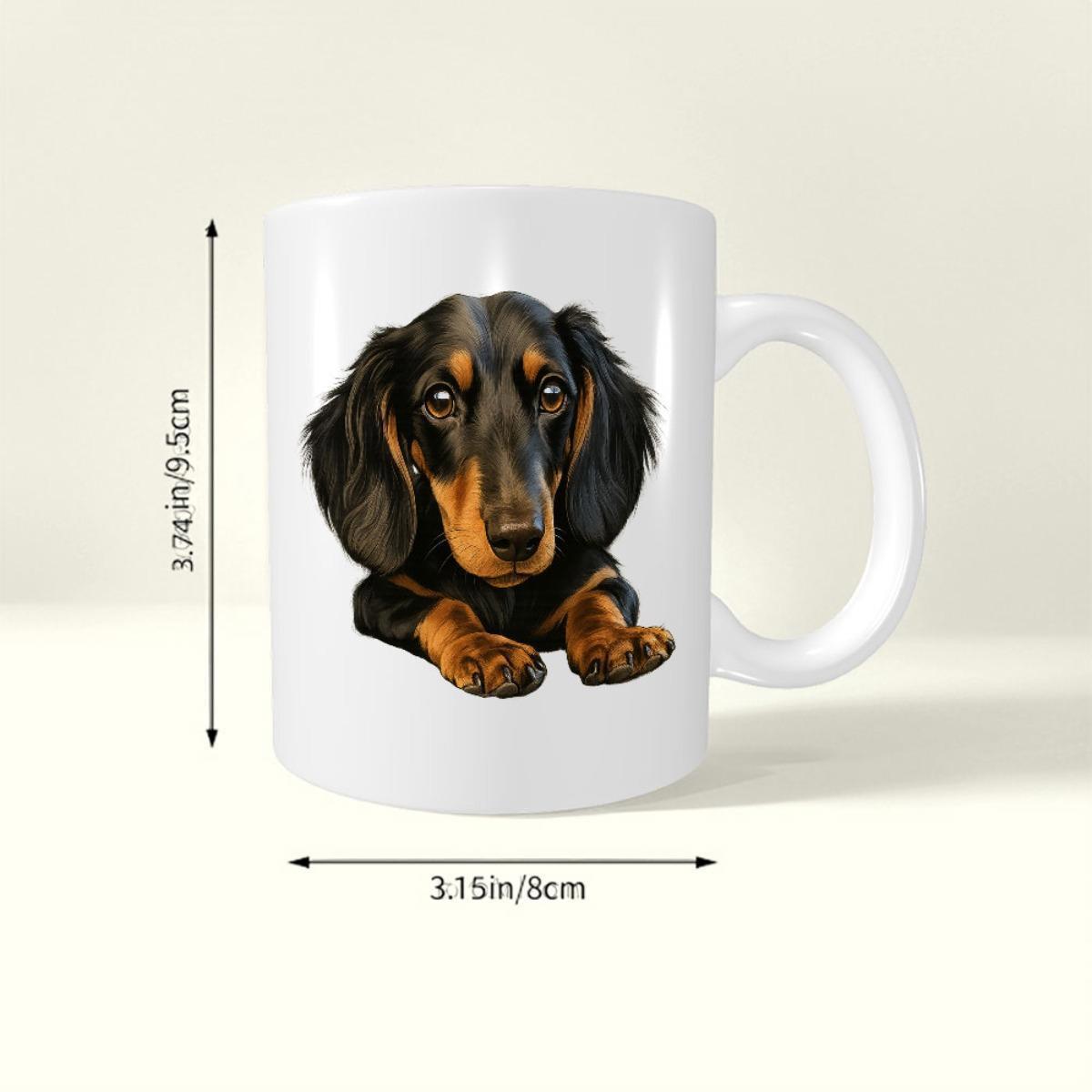 Tailorly White Ceramic 11 oz Mug - Realistic Black And Tan Long Haired Dog Resting Peacefully Dachshund