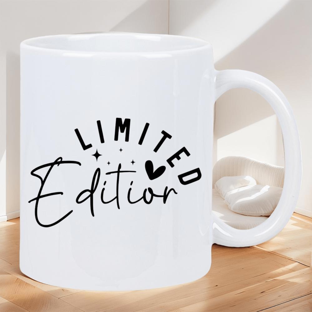 Tailorly White Ceramic 11 oz Mug - Limited Edition Minimalist Typography Design Featuring Heart And Stars On Ceramic Surface Mug