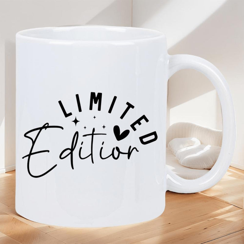 Tailorly White Ceramic 11 oz Mug - Limited Edition Minimalist Typography Design Featuring Heart And Stars On Ceramic Surface Mug