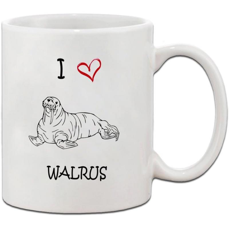 Tailorly White Ceramic 11 oz Mug - I Walrus Simple Black And White Sketch Of A Tusked Sea Walrus
