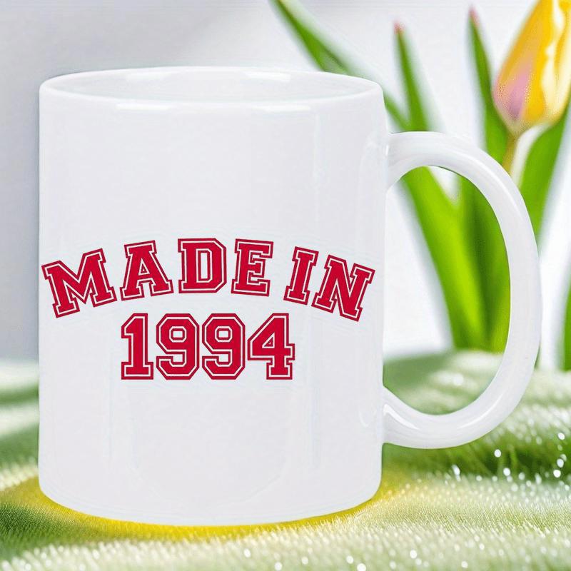 Tailorly White Ceramic 11 oz Mug - Made In 1994 Vintage Style Varsity Red Letters Representing Birthday Celebration Year Mug