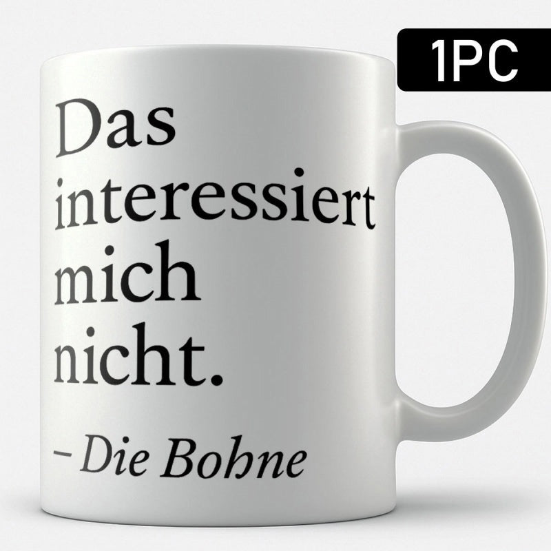 Tailorly White Ceramic 11 oz Mug - Clean Polished White Ceramic Cup With Vertical Bold Black Text Mug