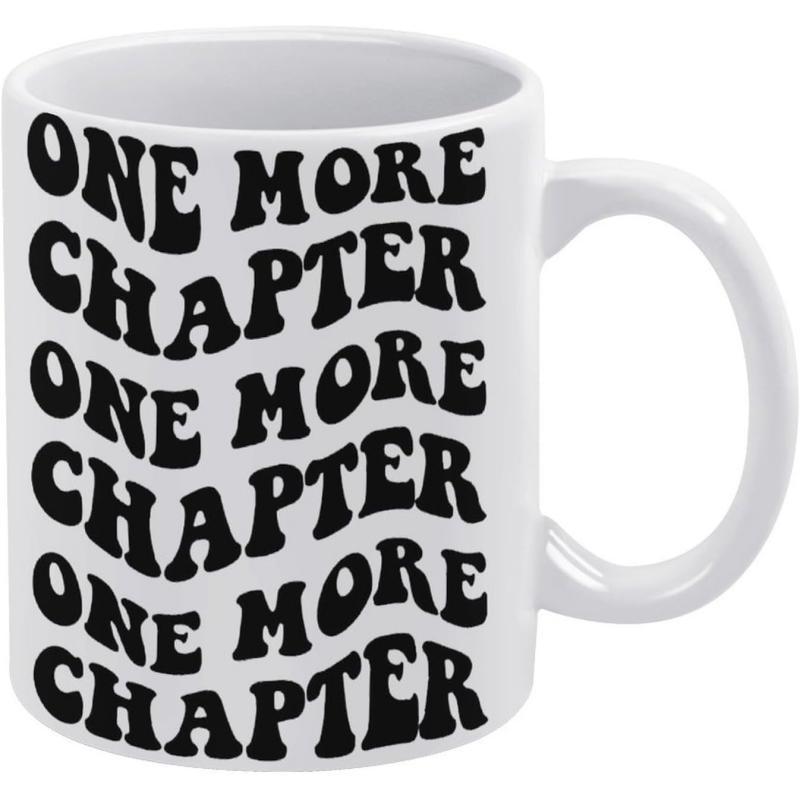 Tailorly White Ceramic 11 oz Mug - One More Chapter Bold Retro Wavy Typography Design For Book Lovers Reading Enthusiasts Mug