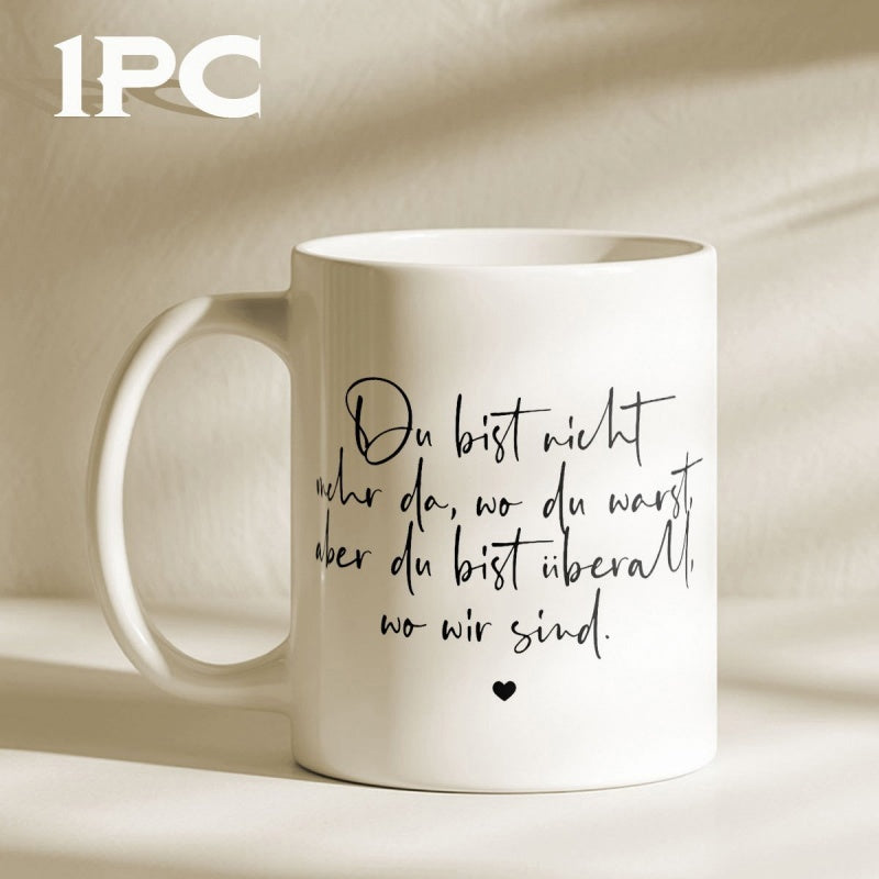 Tailorly White Ceramic 11 oz Mug - Minimalist White Ceramic With Delicate Black Script And Small Heart Mug