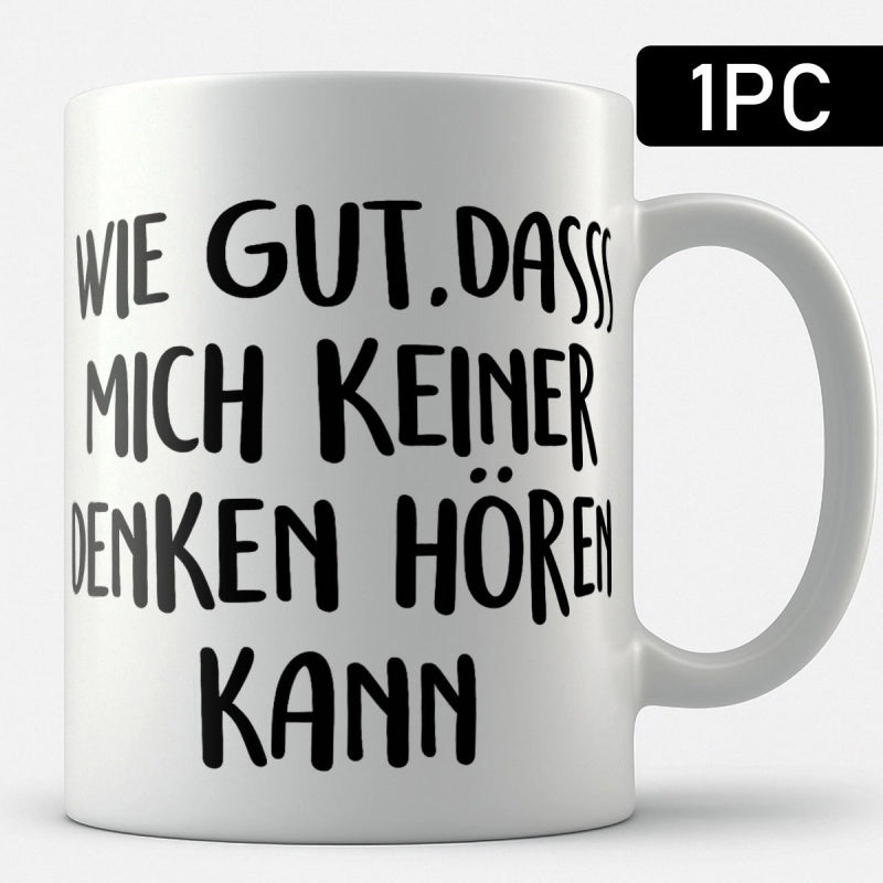 Tailorly White Ceramic 11 oz Mug - Minimalist Cylindrical White Ceramic Vessel With Handwritten Typography Design Mug