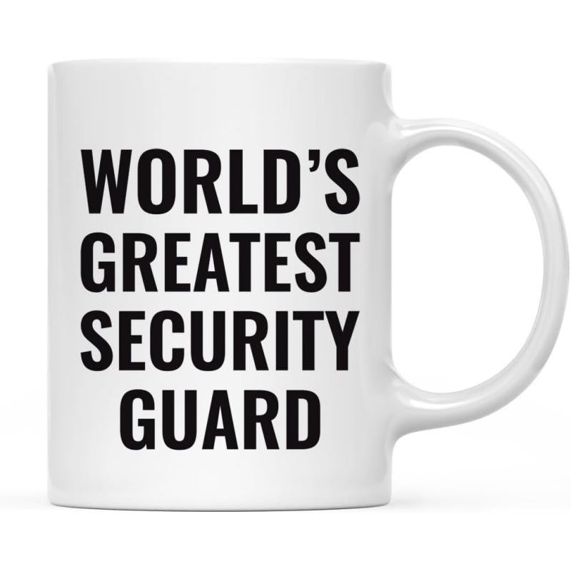 Tailorly White Ceramic 11 oz Mug - Worlds Greatest Security Guard Polished Featuring Bold Minimalist Black Lettering Mug
