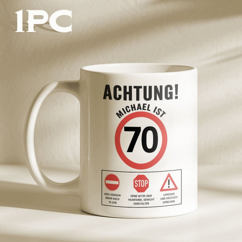 Tailorly White Ceramic 11 oz Mug - Michael Personalized Road Sign Design On A Glossy