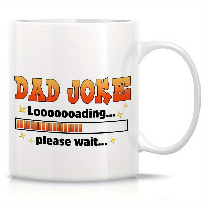 Tailorly White Ceramic 11 oz Mug - Dad Joke Loading Please Wait Vibrant Orange Gradient Design Featuring Loading Bar And Yellow Stars Mug