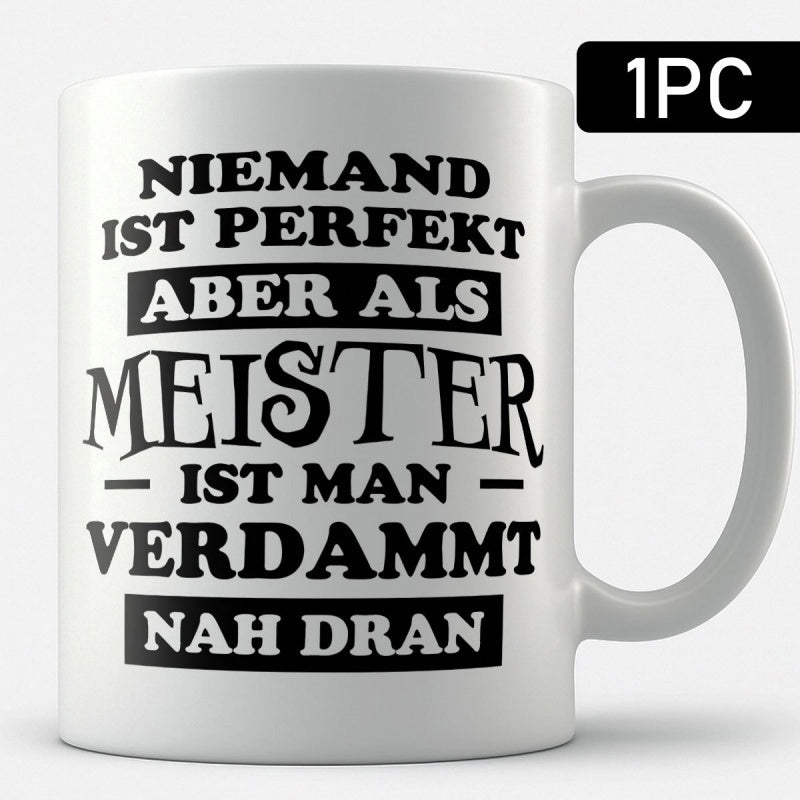 Tailorly White Ceramic 11 oz Mug - Sleek Minimalist White Ceramic Container Featuring Bold Black Artistic Text Layout Mug