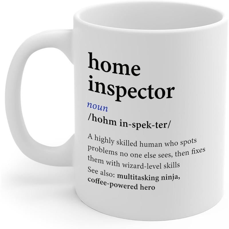 Tailorly White Ceramic 11 oz Mug - Home Inspector Noun Clean Black Text Arranged In Dictionary Format On White Background Mug