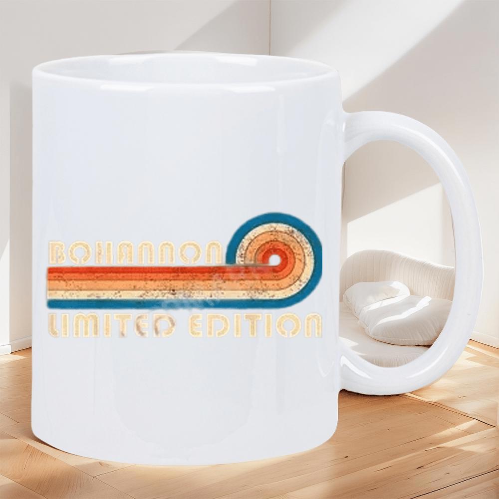 Tailorly White Ceramic 11 oz Mug - Shanghai Limited Edition Vintage Style Distressed Retro Colorful Stripes With Sunset Mug