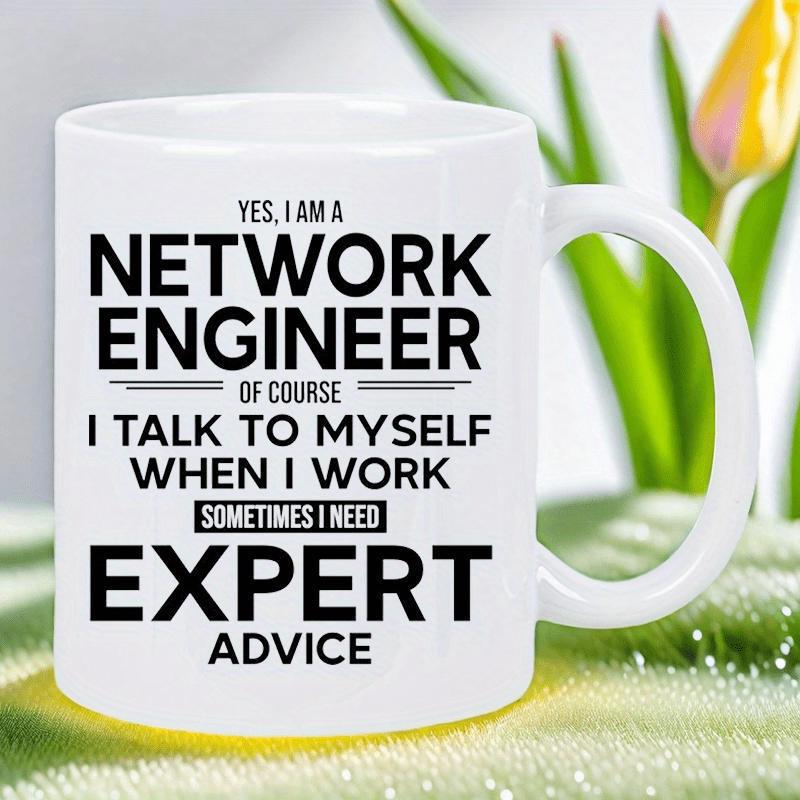 Tailorly White Ceramic 11 oz Mug - Yes I Am A Network Engineer Of Course I Talk To Myself When I Work Sometimes I Need Expert Advice Minimalist Bold Black