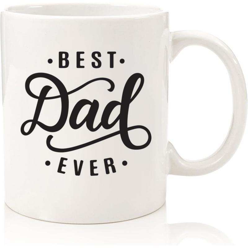 Tailorly White Ceramic 11 oz Mug - Best Dad Ever Minimalist Featuring Elegant Script Writing Celebrating Fatherhood Mug