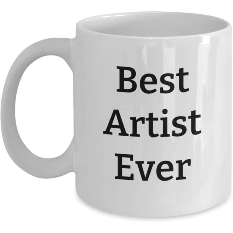 Tailorly White Ceramic 11 oz Mug - Best Artist Ever Minimalist White Ceramic Style Featuring Sharp Black Serif Typography Unique Mug