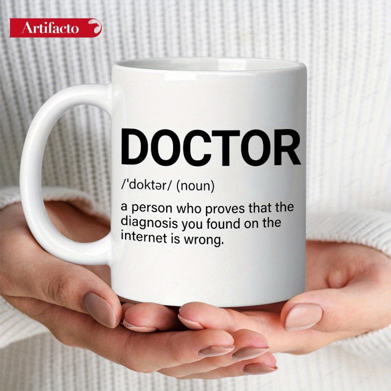 Tailorly White Ceramic 11 oz Mug - Doctor Clean Minimalist White Ceramic With Professional Humorous Dictionary Definition Style Mug