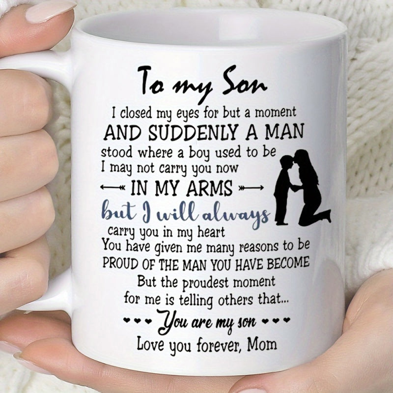 Tailorly White Ceramic 11 oz Mug - To My Son Love You Forever Mom Silhouette Of A Mother And Son On Mug
