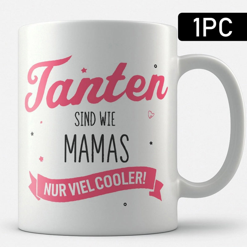 Tailorly White Ceramic 11 oz Mug - Elegant Pink Script Typography With Decorative Dots On Ceramic Surface Mug
