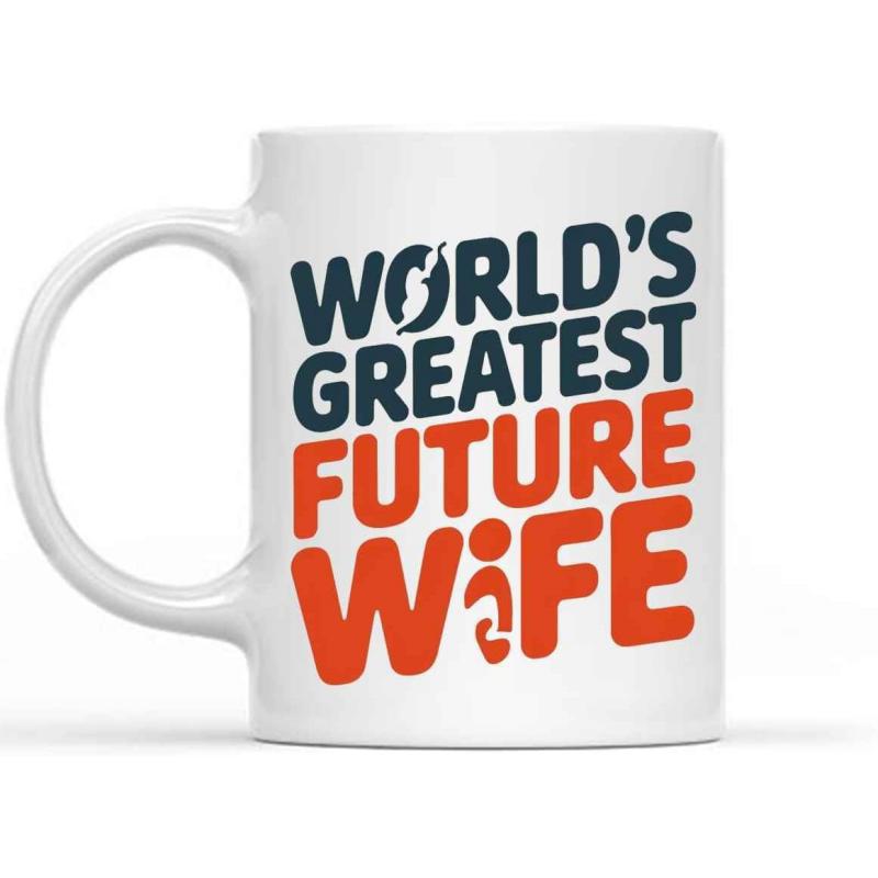 Tailorly White Ceramic 11 oz Mug - World's Greatest Future Wife Bold Colorful Typography Featuring Integrated Lightning Bolt Elements Against A Simple