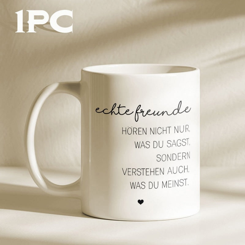Tailorly White Ceramic 11 oz Mug - Clean With Elegant Script And Small Heart Detail Mug