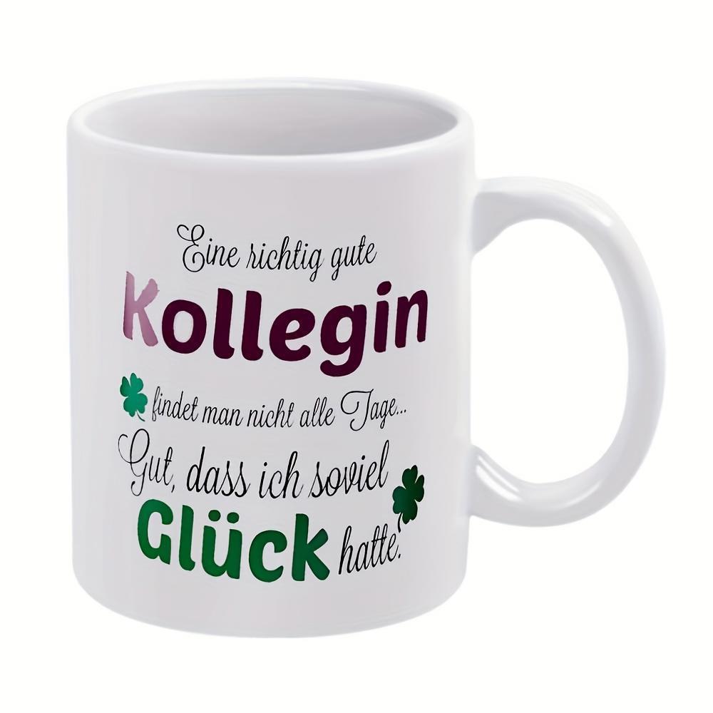 Tailorly White Ceramic 11 oz Mug - Clean With Green Four Leaf Clovers And Artistic Typography Mug