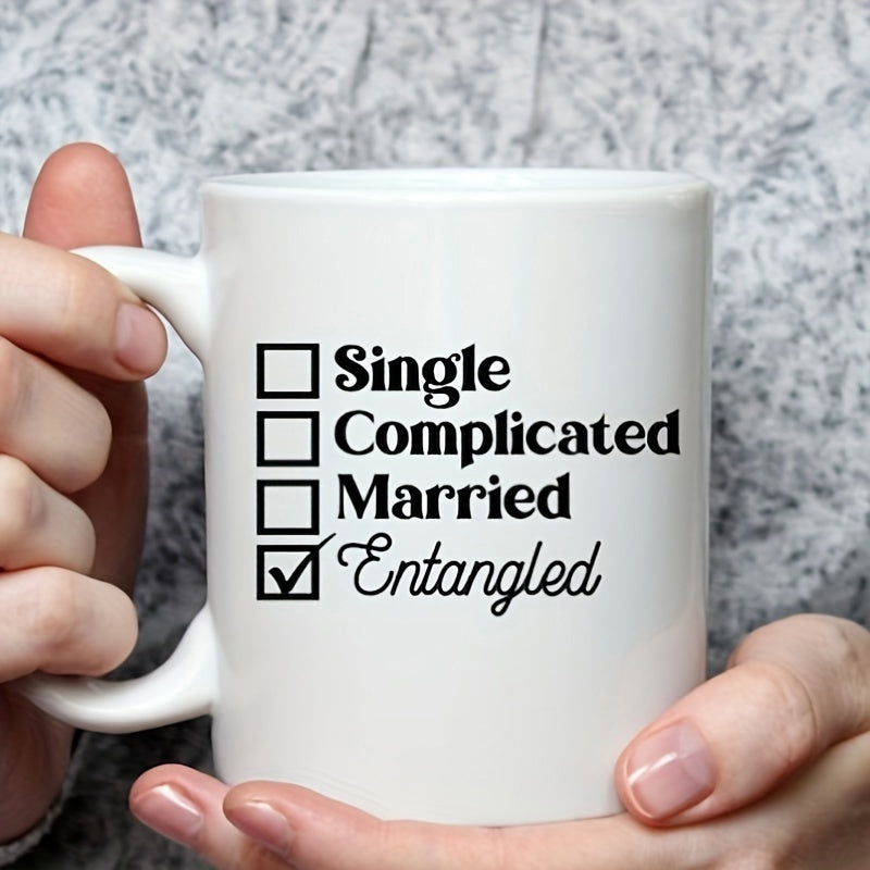 Tailorly White Ceramic 11 oz Mug - Single Complicated Married Entangled Relationship Status Choices With Checked Box On Modern Minimalist Creative Design Checklist