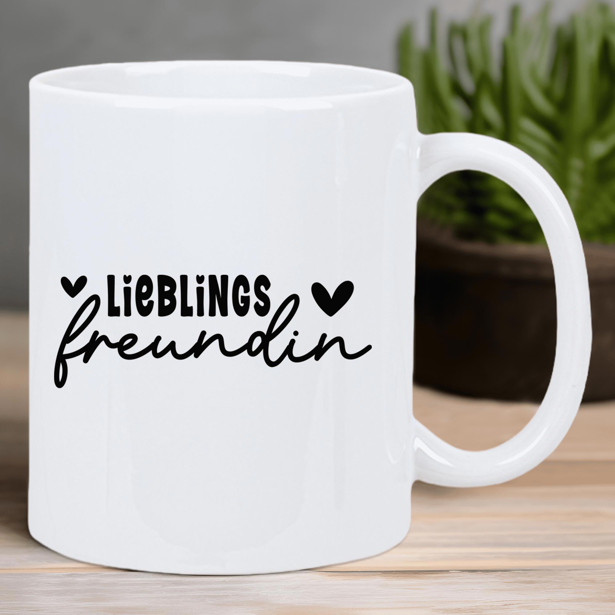 Tailorly White Ceramic 11 oz Mug - Elegant Hand Written Script Style Featuring Two Small Symmetrical Hearts Mug