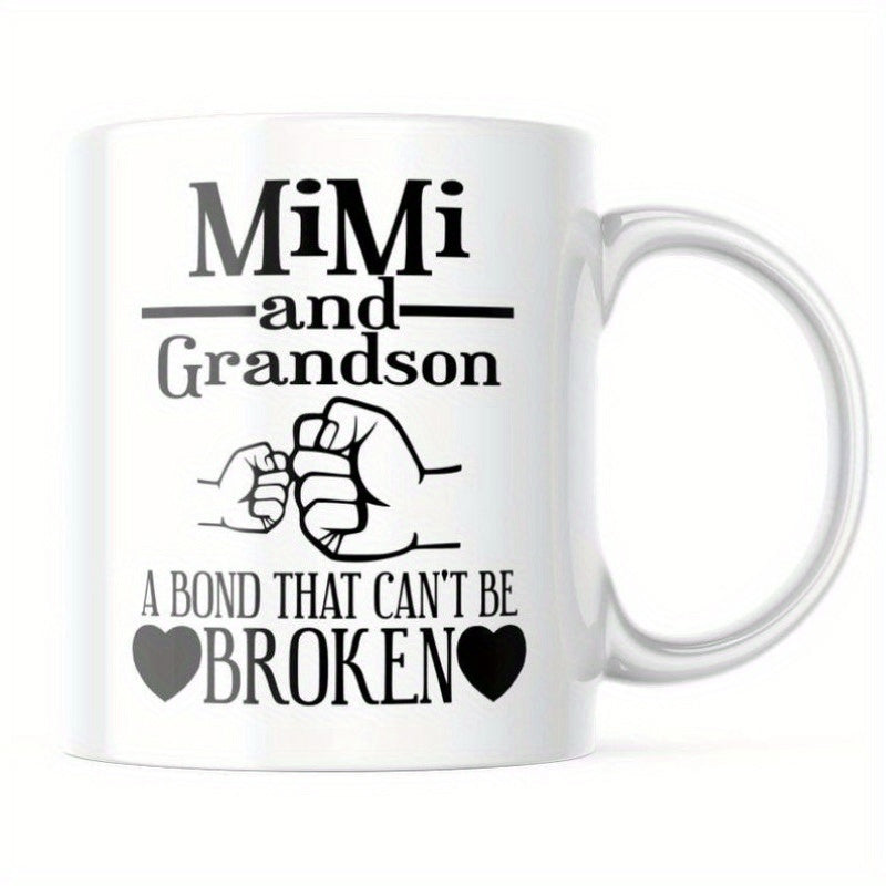 Tailorly White Ceramic 11 oz Mug - Mimi And Grandson A Bond That Cant Be Broken Strong Connection Between Generations Showing Love With Two Touching Fists Fist