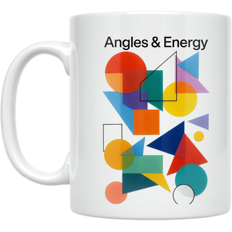 Tailorly White Ceramic 11 oz Mug - Angles Energy Colorful Abstract Geometric Shapes Overlapping In A Modern Minimalist Style Pattern