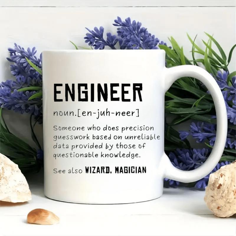Tailorly White Ceramic 11 oz Mug - Engineer Minimalist Clean Aesthetic White Porcelain Background Featuring Bold Dark Lettering Mug