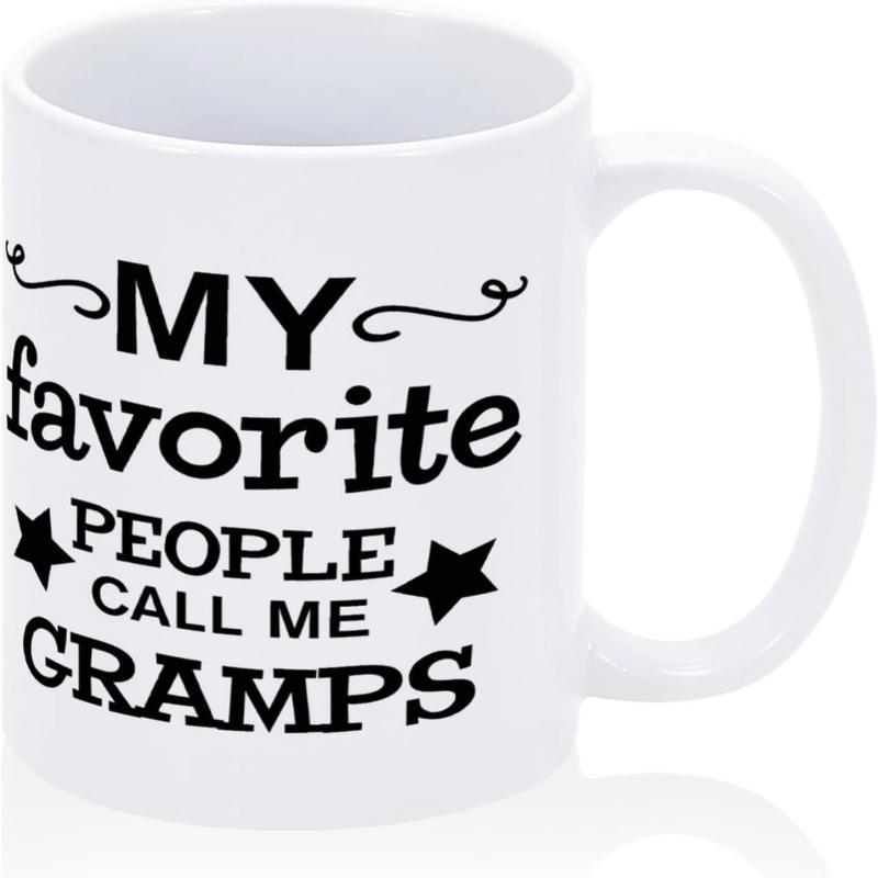 Tailorly White Ceramic 11 oz Mug - My Favorite People Call Me Gramps Minimalist Typography Design With Elegant Swirls And Bold Black Stars Mug