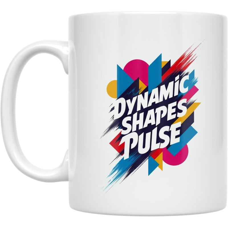Tailorly White Ceramic 11 oz Mug - Dynamic Shapes Pulse Vibrant Colorful Abstract Geometric Elements With Energetic Motion Strokes Pattern