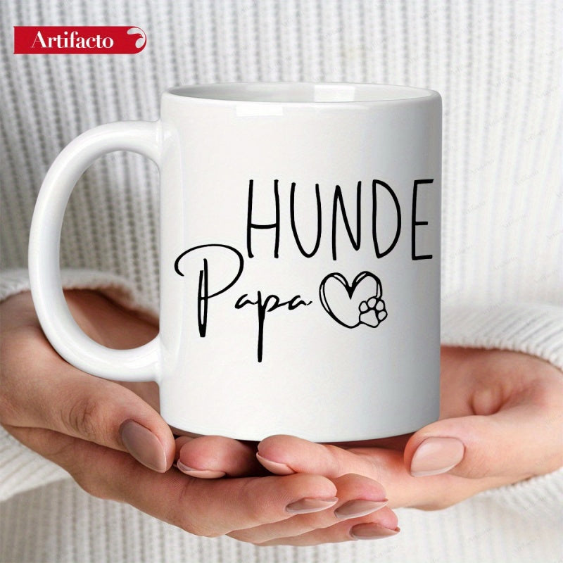Tailorly White Ceramic 11 oz Mug - Minimalist Hand Drawn Heart Featuring Small Delicate Animal Dog Paw Mug