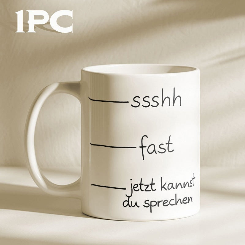 Tailorly White Ceramic 11 oz Mug - Ssshh Fast Minimalist Level Indicator Lines On A Clean Ceramic