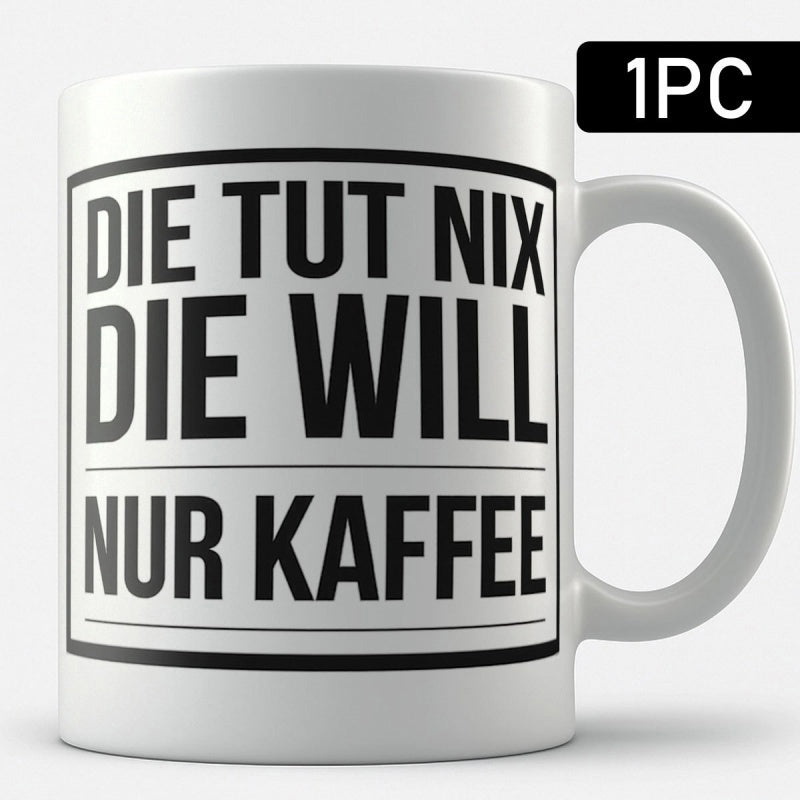 Tailorly White Ceramic 11 oz Mug - Minimalist Bold Black Text Within A Simple Rectangular Bordered Frame Sign