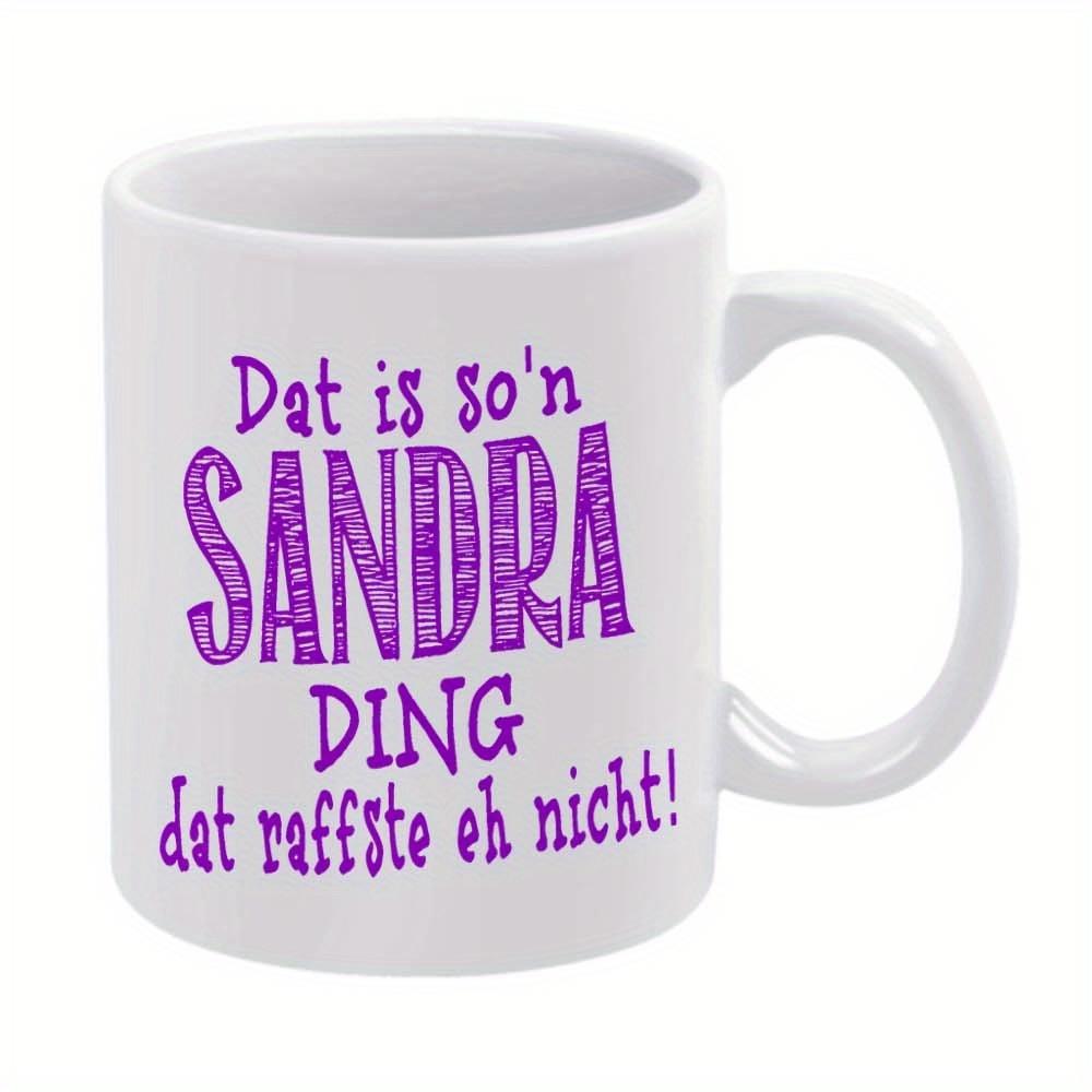 Tailorly White Ceramic 11 oz Mug - Minimalist White Ceramic Vessel Featuring Decorative Purple Typographic Artwork Mug