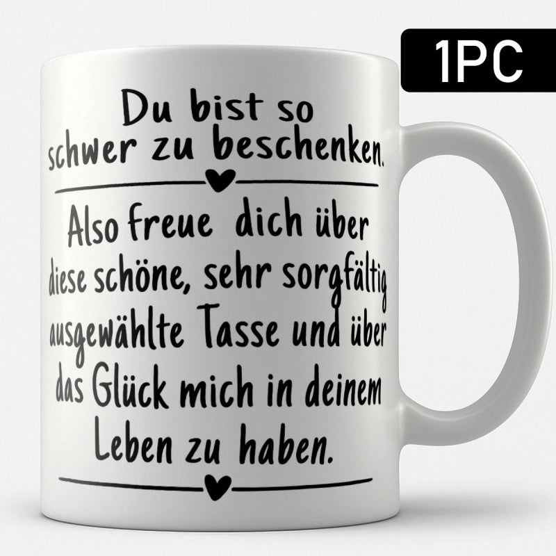 Tailorly White Ceramic 11 oz Mug - Elegant White Ceramic With Heart Icons And Script Text Printing Mug