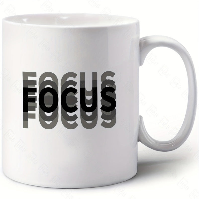 Tailorly White Ceramic 11 oz Mug - Focus Blurred Repeating Motion Style In Dark Grayscale Tones Focus
