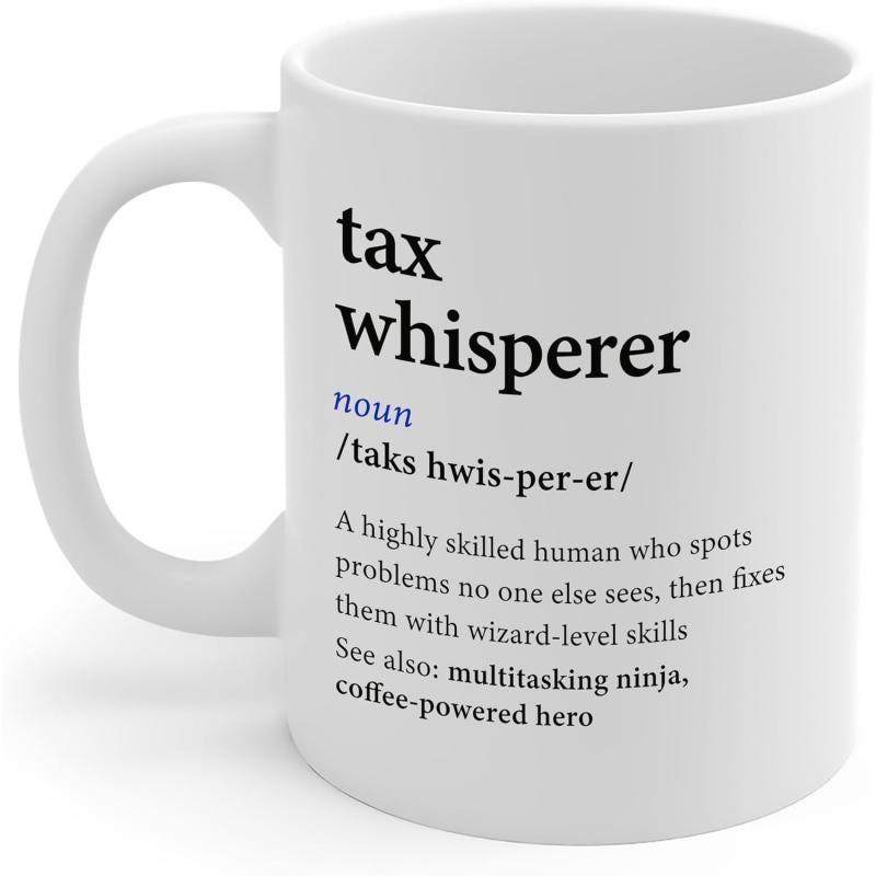Tailorly White Ceramic 11 oz Mug - Tax Whisperer Classic Dictionary Definition Layout Featuring Bold Serif Typography On Ceramic Mug